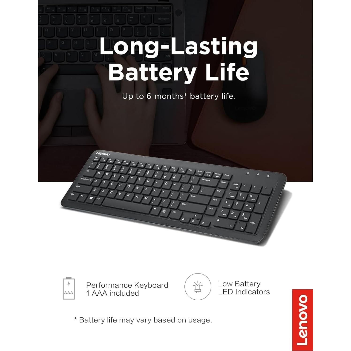 Teclado Inalámbrico Lenovo 300 Compacto con Teclado Numérico