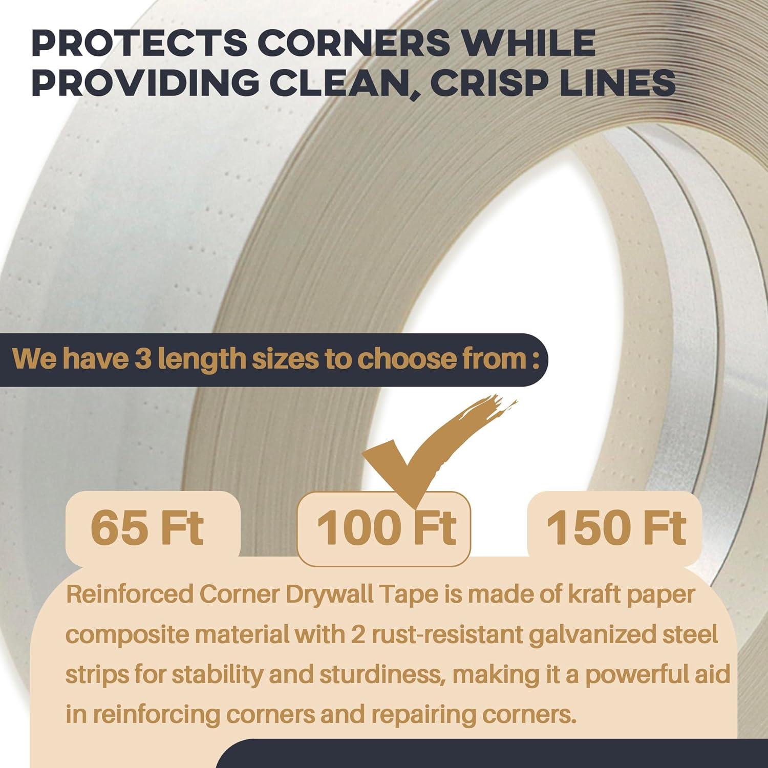 Cinta de Esquina de Drywall Terixe 100 Pies Reforzada 2.54 cm