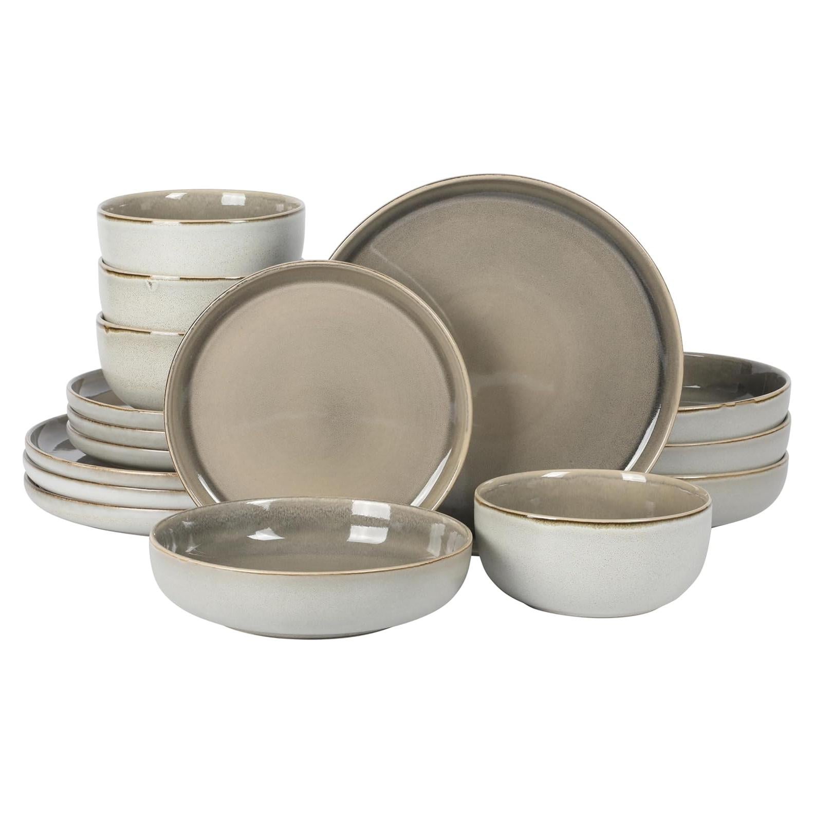 Juego de Vajilla Gibson Elite Sunveil 16 Piezas Cerámica Taupe
