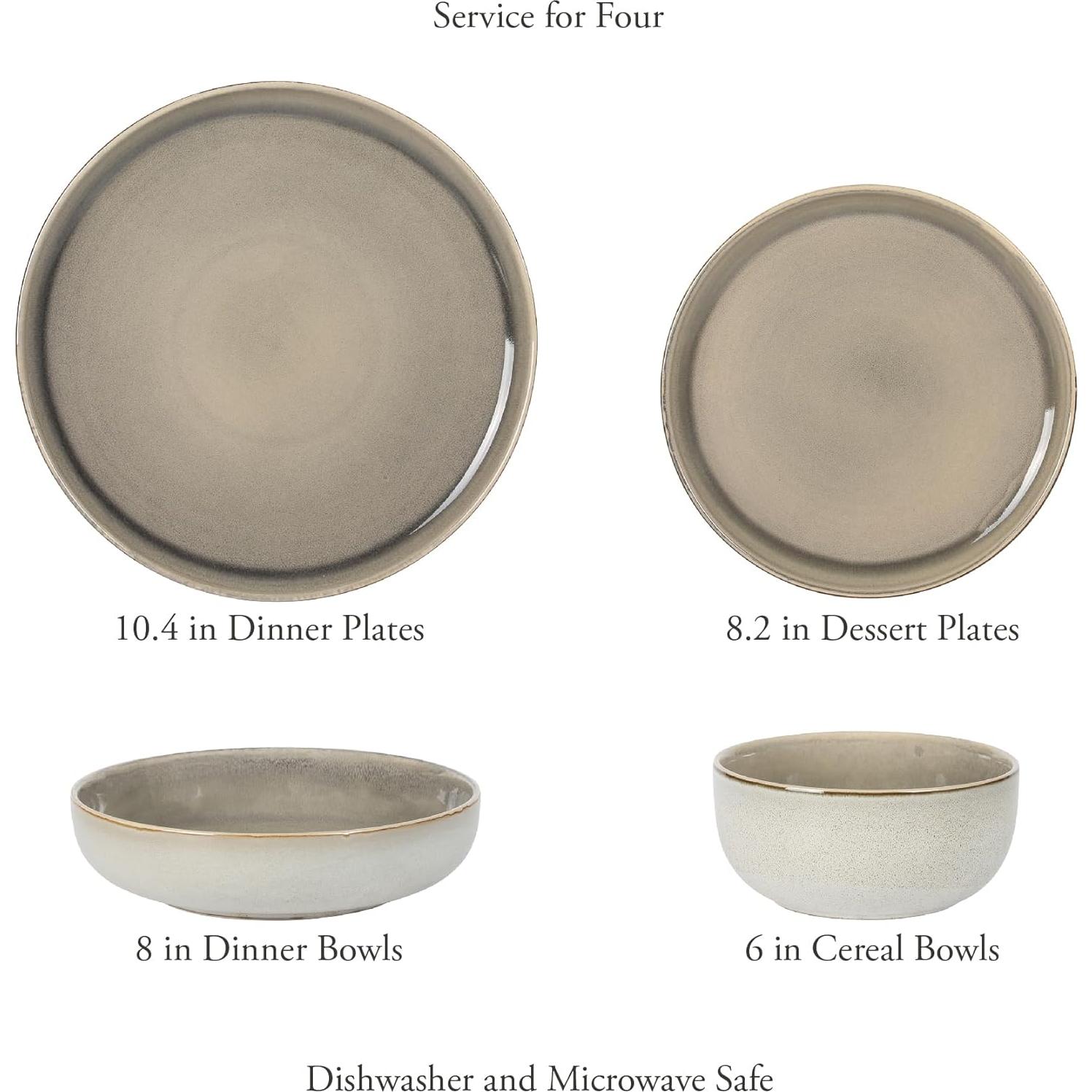 Juego de Vajilla Gibson Elite Sunveil 16 Piezas Cerámica Taupe