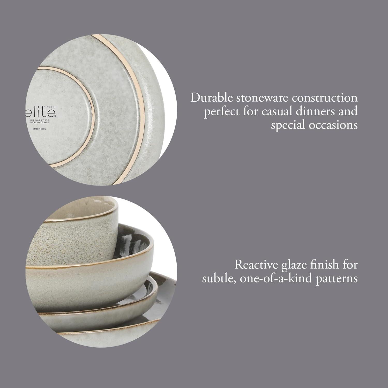Juego de Vajilla Gibson Elite Sunveil 16 Piezas Cerámica Taupe