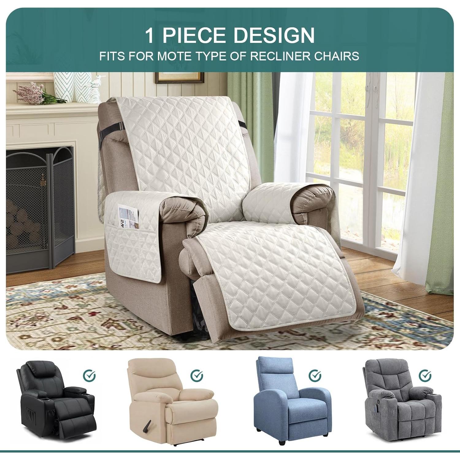 Funda Sillón Reclinable Ruaozz 100% Impermeable Beige 58.4 cm