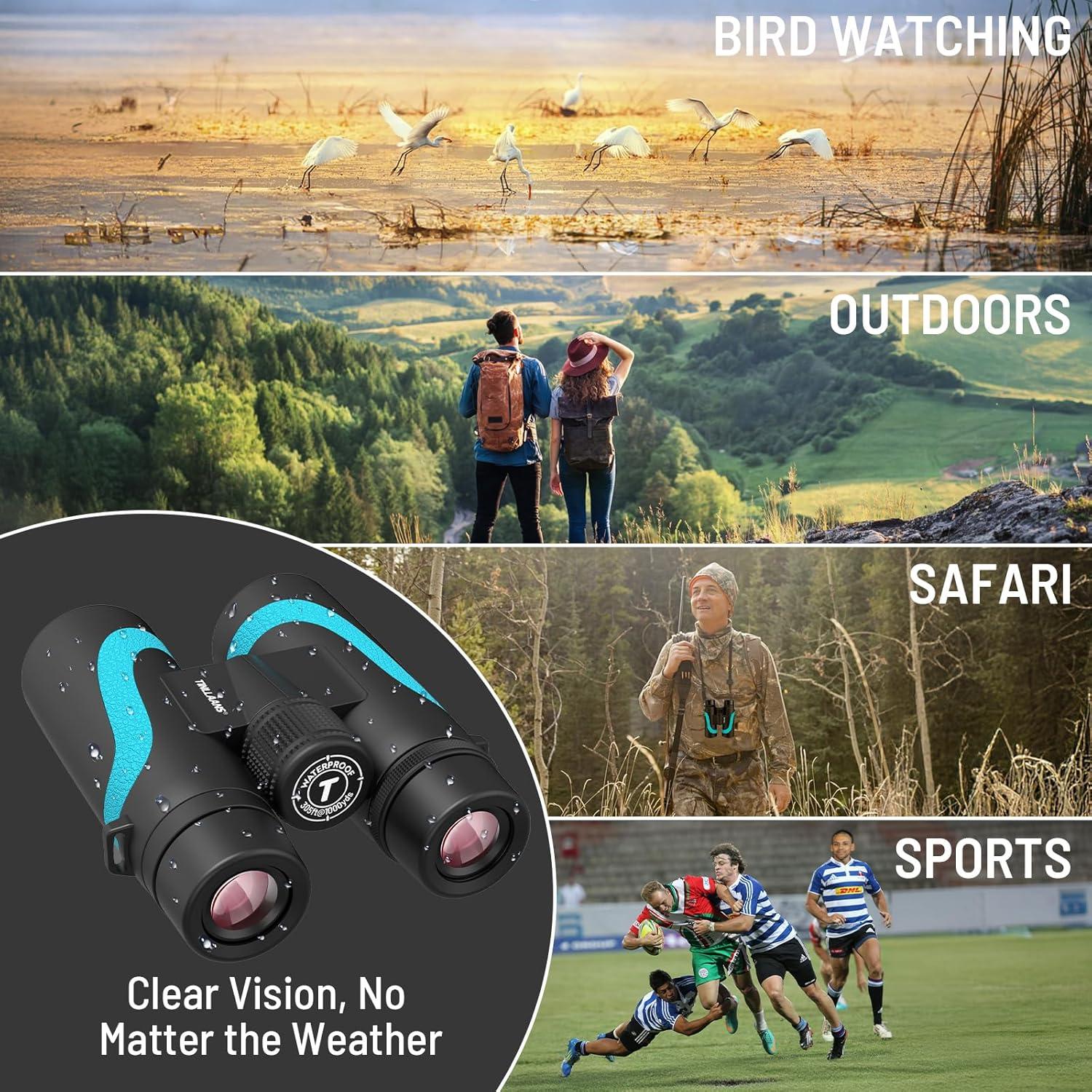 Prismáticos HD 15x55 Tinllaans Impermeables para Adultos Azul