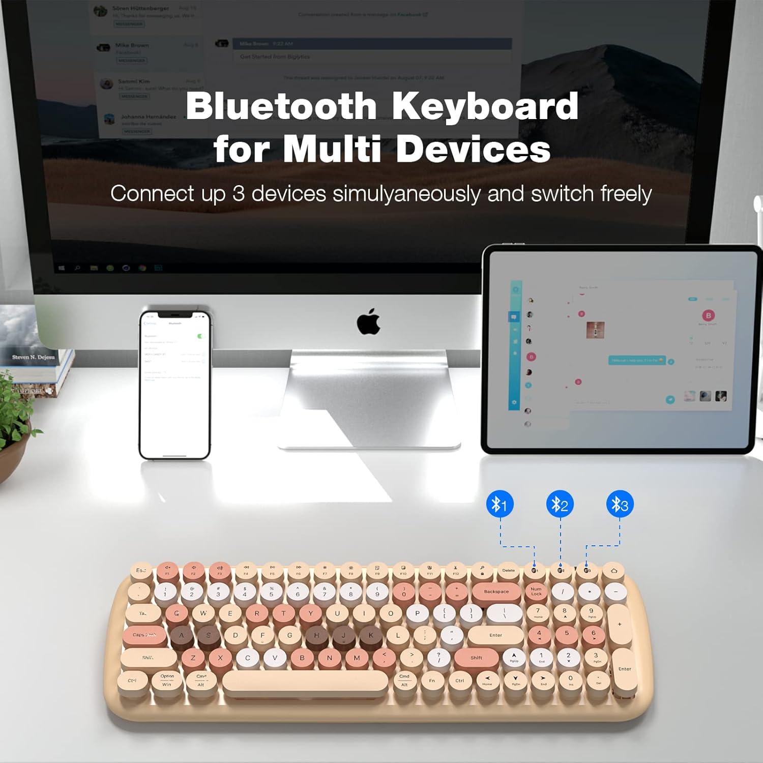 Teclado Bluetooth KNOWSQT Milktea 100 teclas redondas