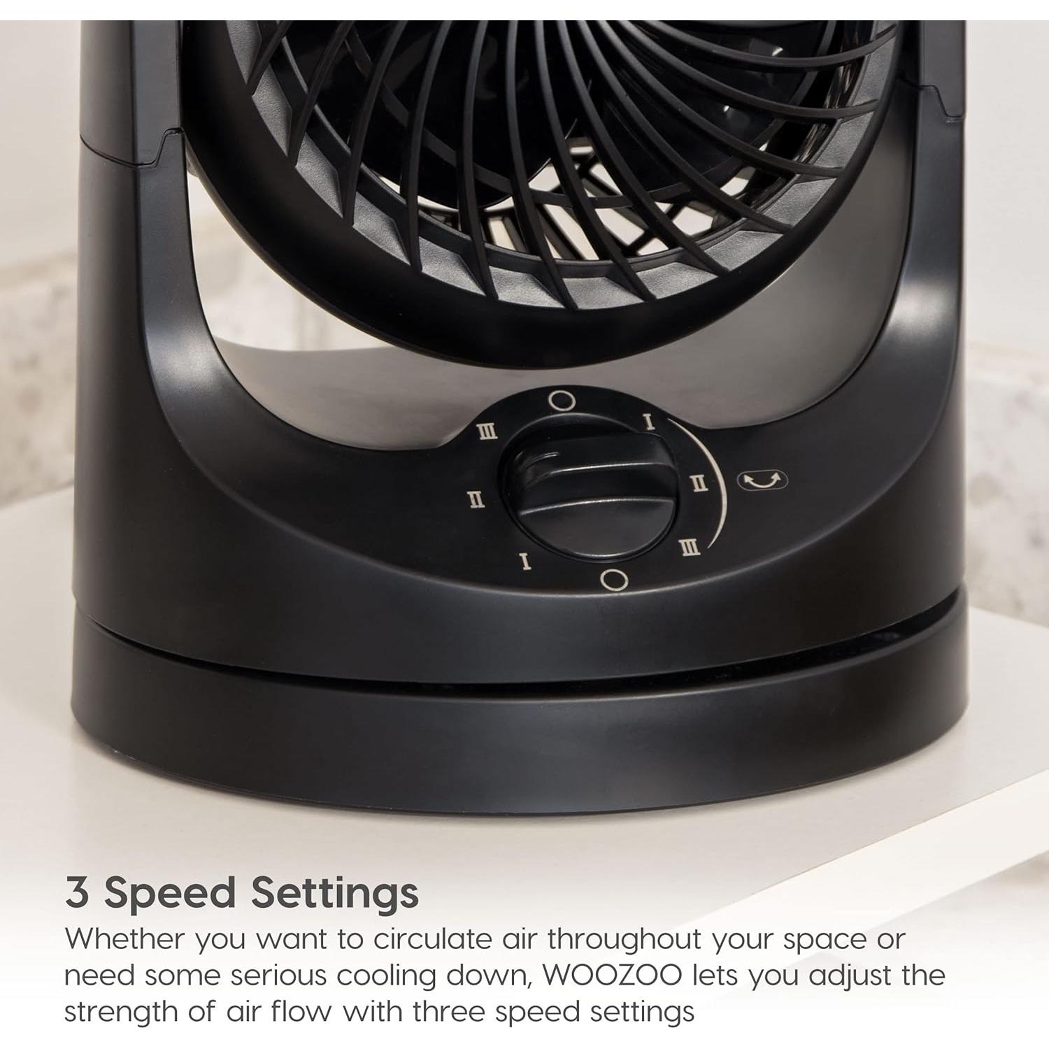 Ventilador de Escritorio IRIS USA WOOZOO 3 Velocidades Oscilante