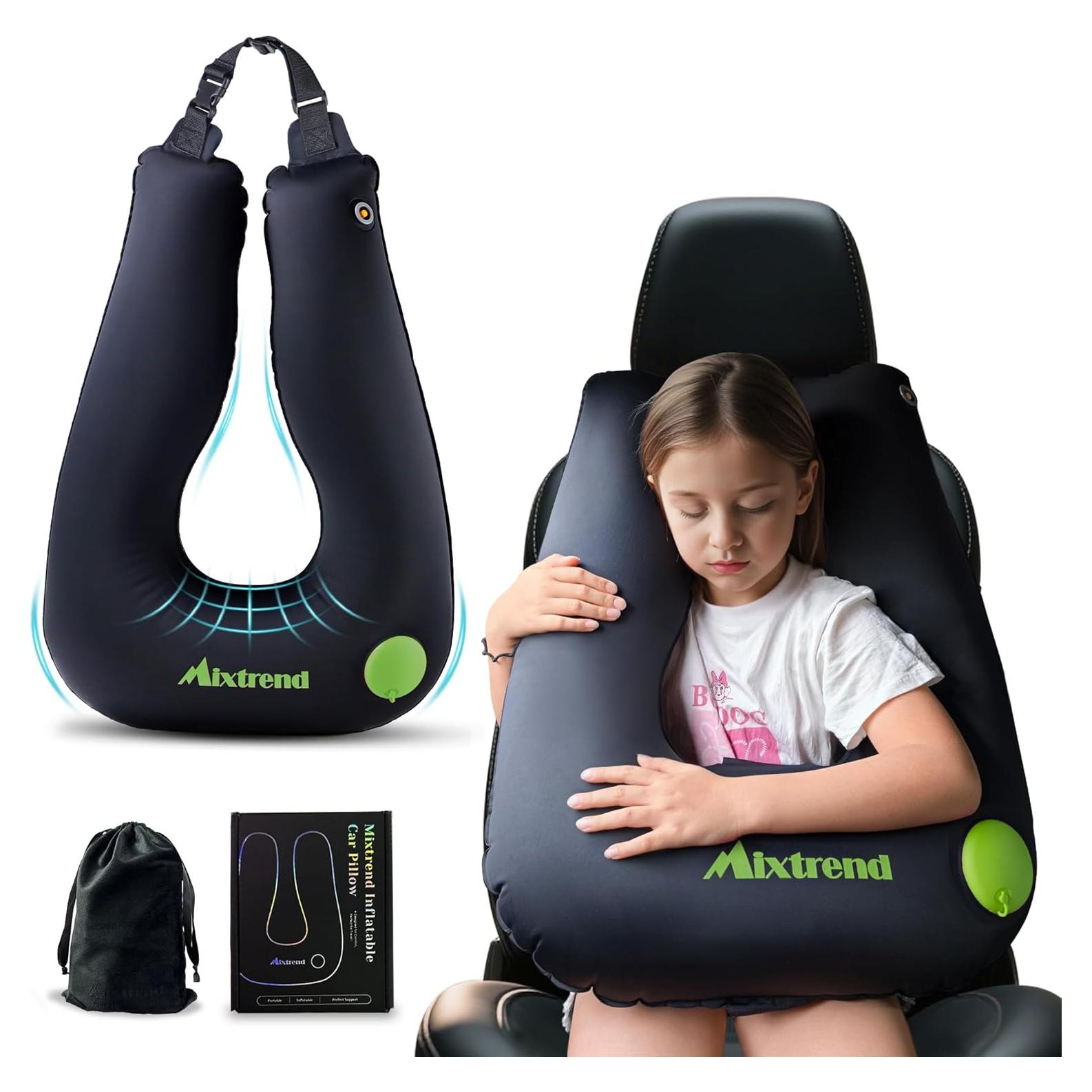 Almohada Inflable de Viaje Mixtrend para Niños y Adultos - Soporte Cuello Verde