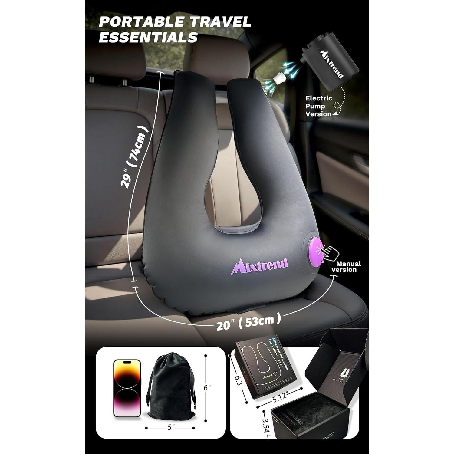 Almohada Inflable de Viaje Mixtrend para Niños y Adultos - Soporte Cuello Verde