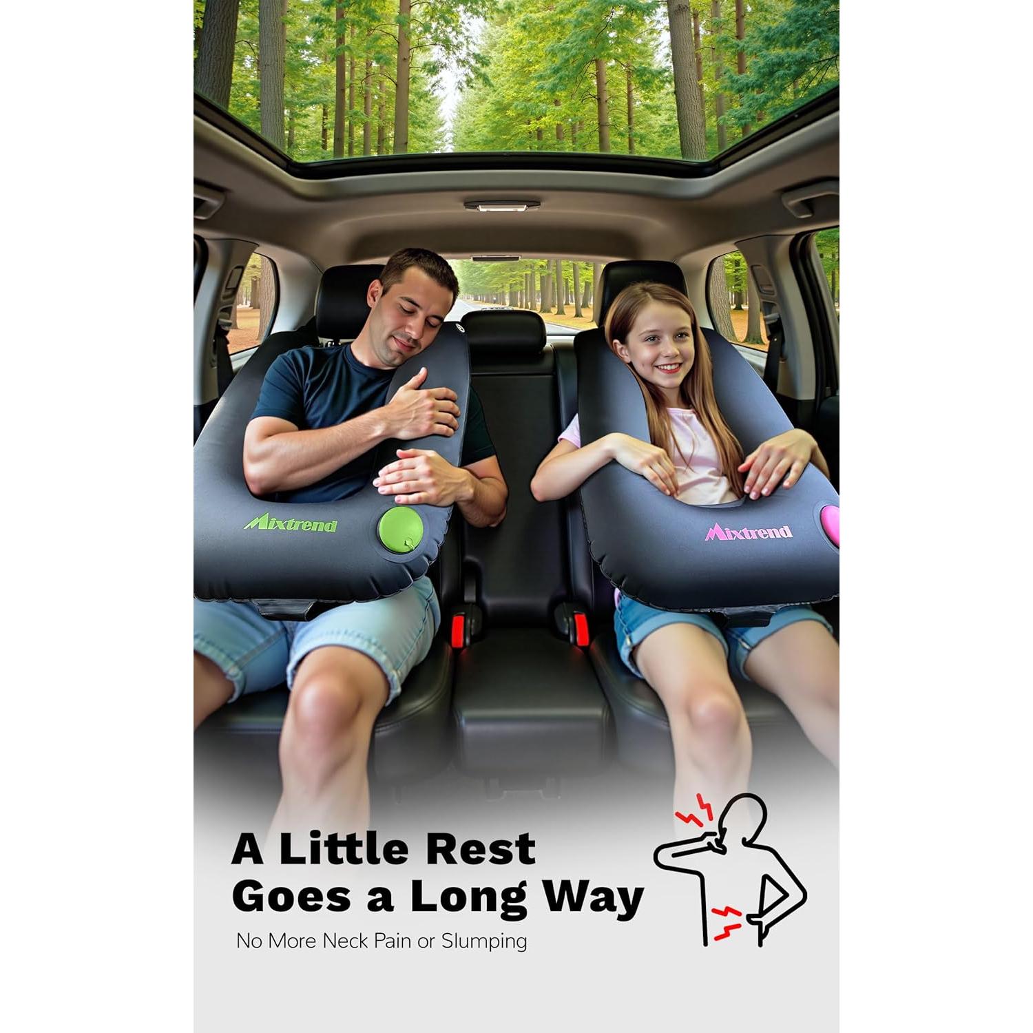 Almohada Inflable de Viaje Mixtrend para Niños y Adultos - Soporte Cuello Verde