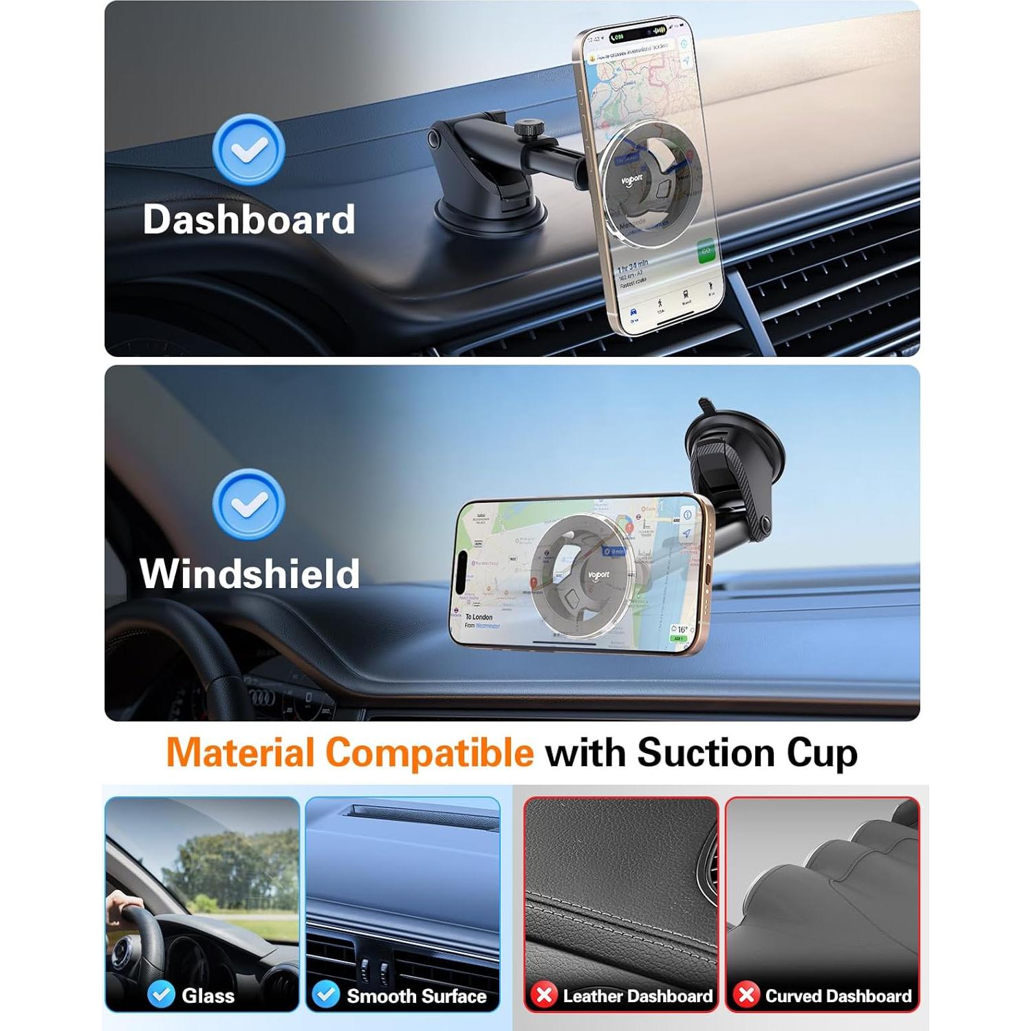 Soporte Magnético para Teléfono Volport con Ventosa 360°