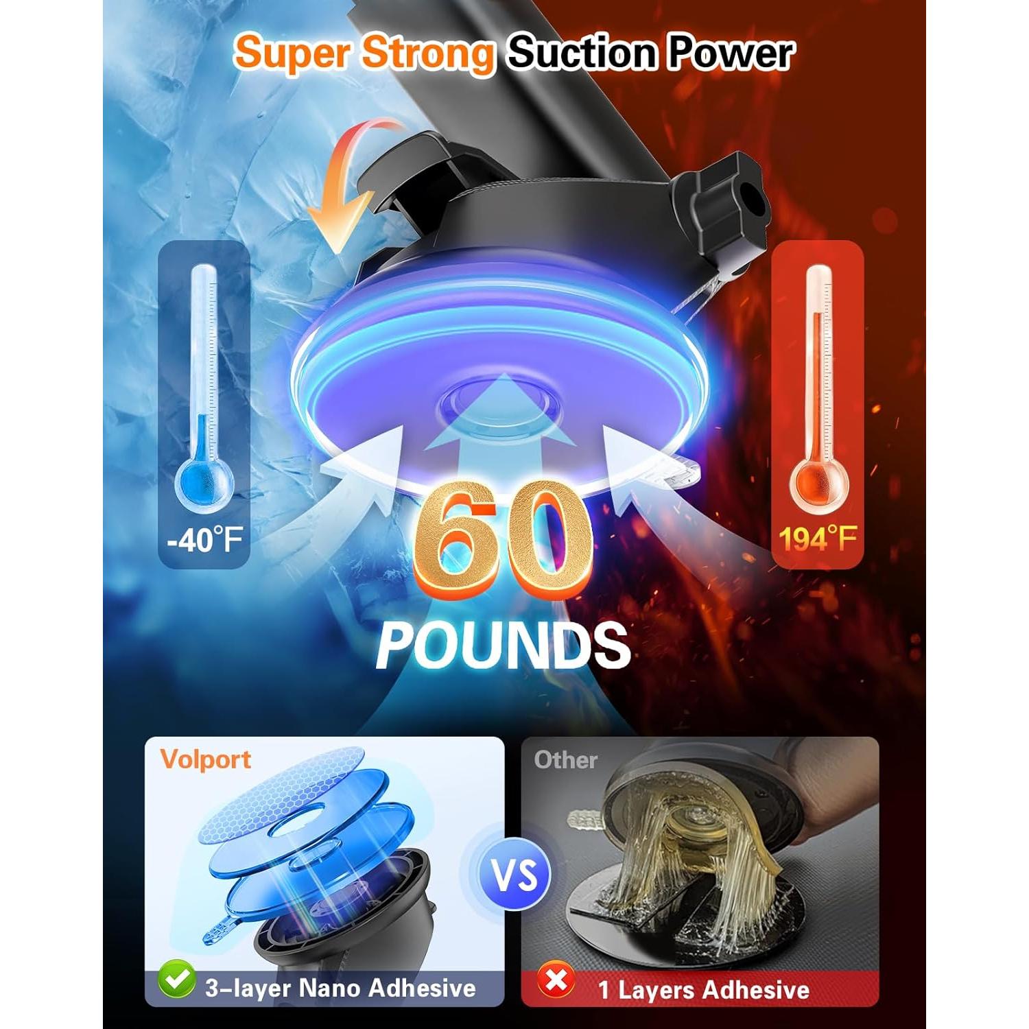 Soporte Magnético para Teléfono Volport con Ventosa 360°