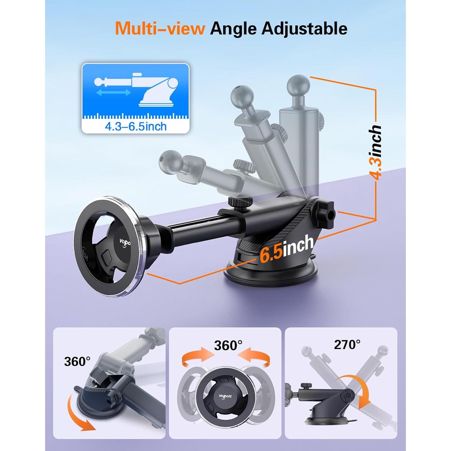 Soporte Magnético para Teléfono Volport con Ventosa 360°
