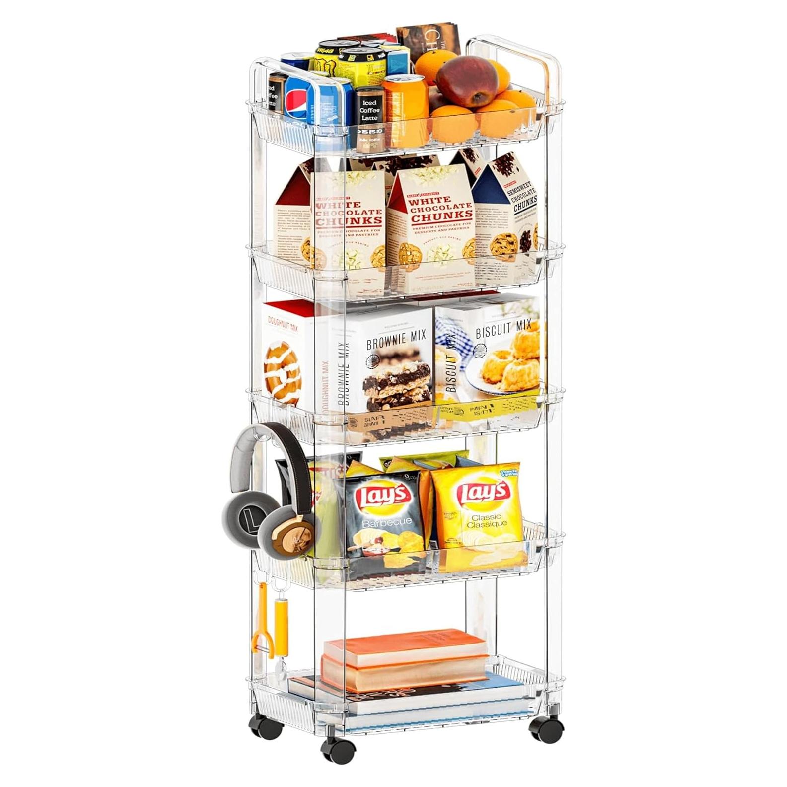 Carro Rodante de Almacenamiento SuoXing 5 Niveles Transparente