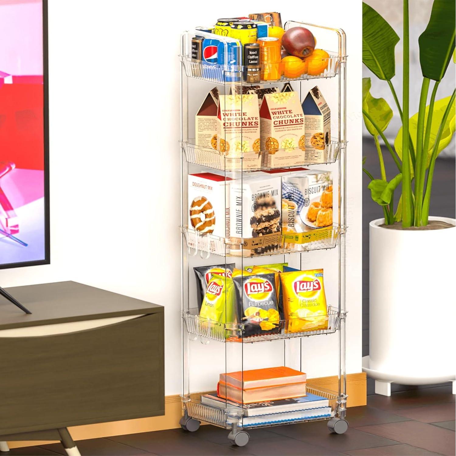 Carro Rodante de Almacenamiento SuoXing 5 Niveles Transparente