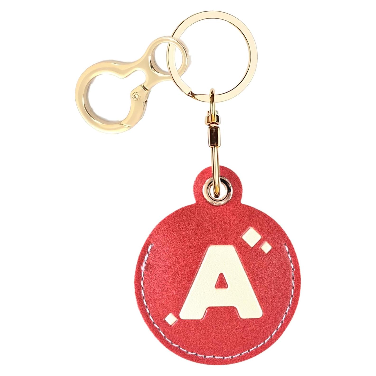 Funda de Llave de Cuero BORKUANA para AirTag con Letra A