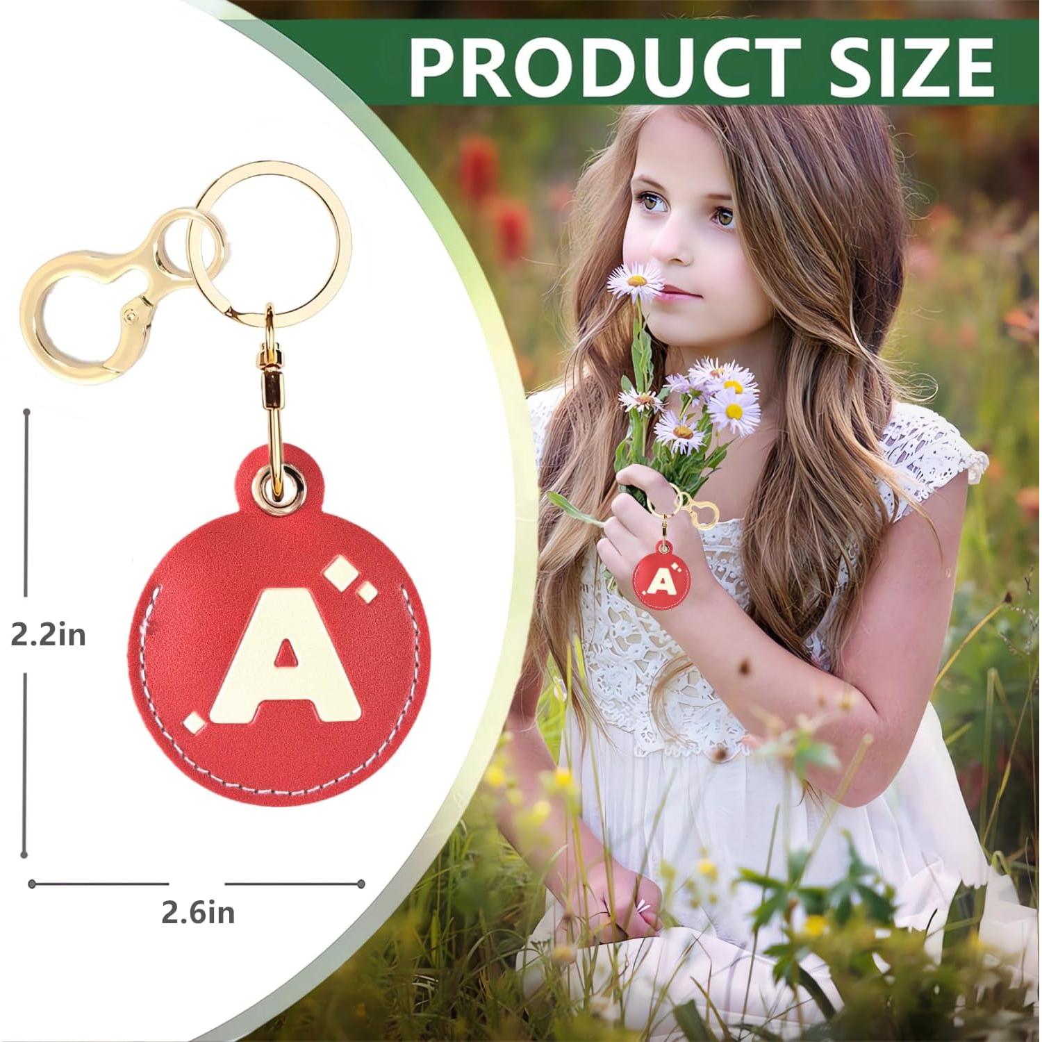 Funda de Llave de Cuero BORKUANA para AirTag con Letra A