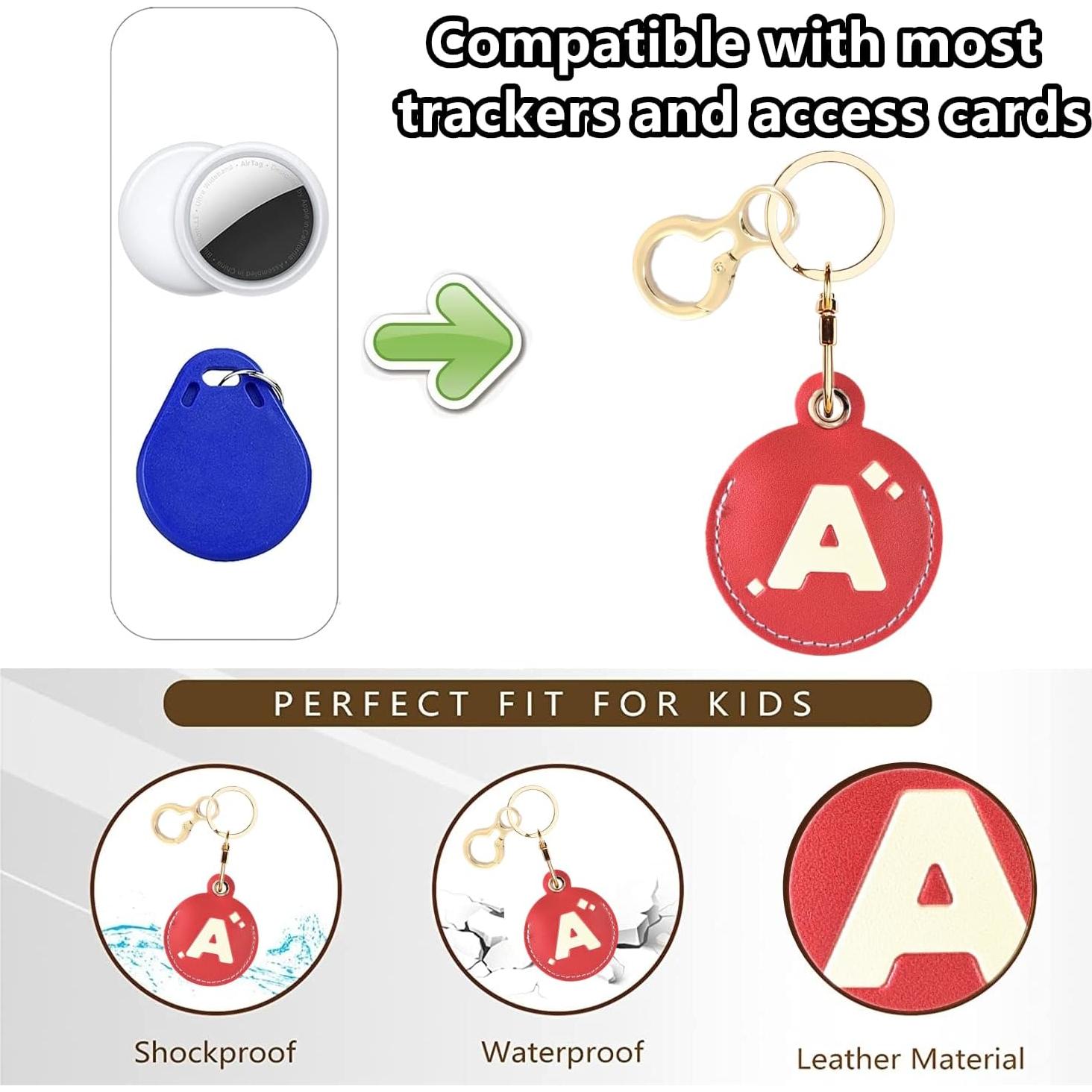 Funda de Llave de Cuero BORKUANA para AirTag con Letra A