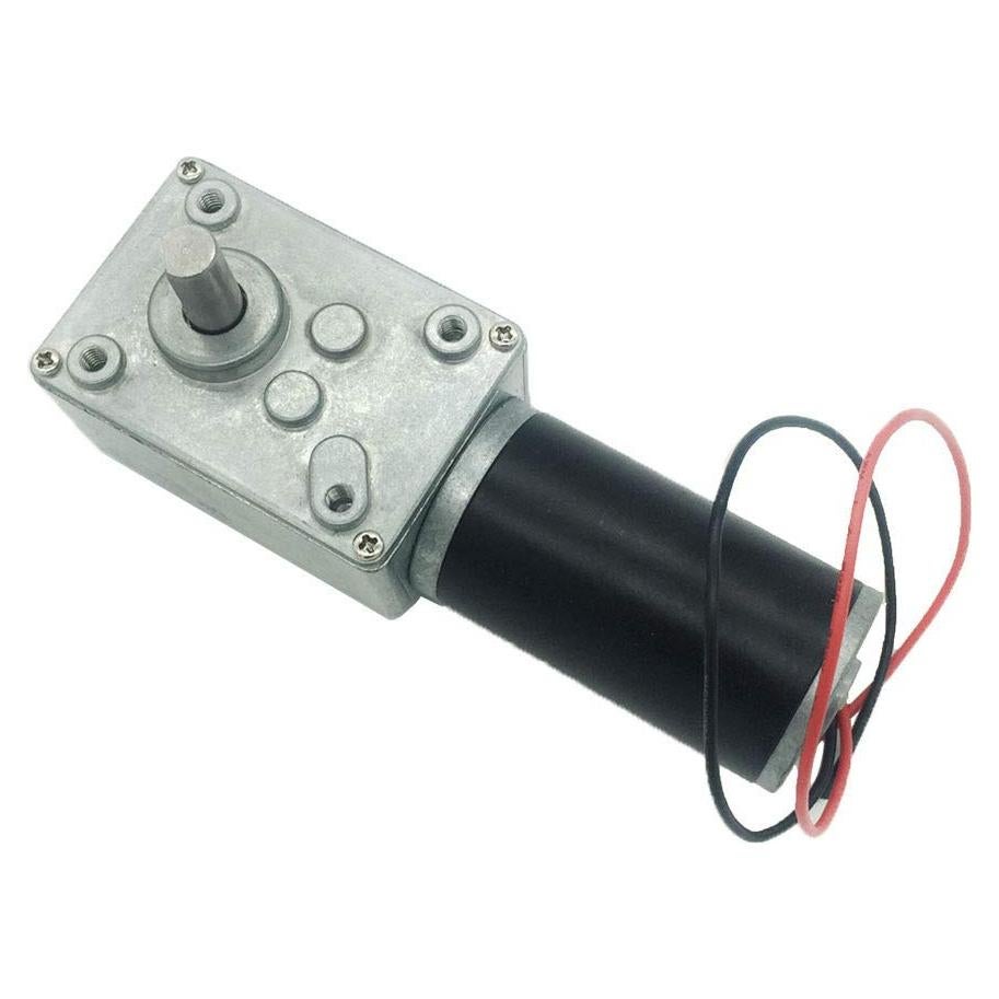 BRINGSMART 12V 5rpm DC Worm Gear Motor 35kg.cm Self-locking Reversed Mini Turbine Geared Motor for DIY Robot Rotating Table Door Lock Curtain Machine (12V 5rpm)