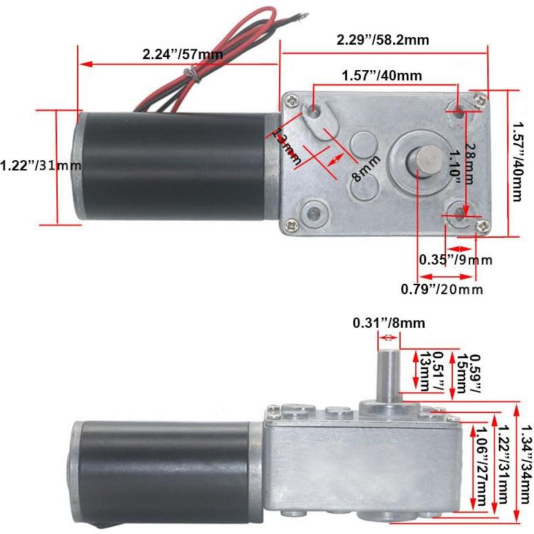 BRINGSMART 12V 5rpm DC Worm Gear Motor 35kg.cm Self-locking Reversed Mini Turbine Geared Motor for DIY Robot Rotating Table Door Lock Curtain Machine (12V 5rpm)