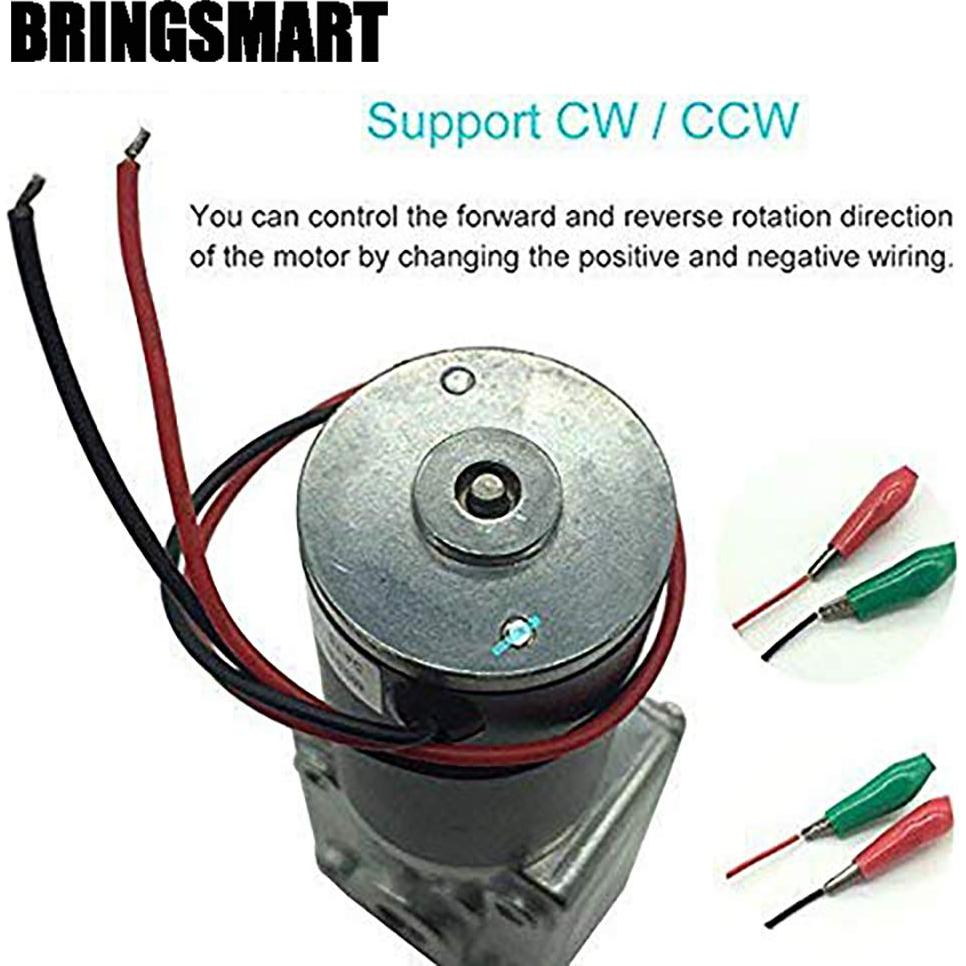 BRINGSMART 12V 5rpm DC Worm Gear Motor 35kg.cm Self-locking Reversed Mini Turbine Geared Motor for DIY Robot Rotating Table Door Lock Curtain Machine (12V 5rpm)