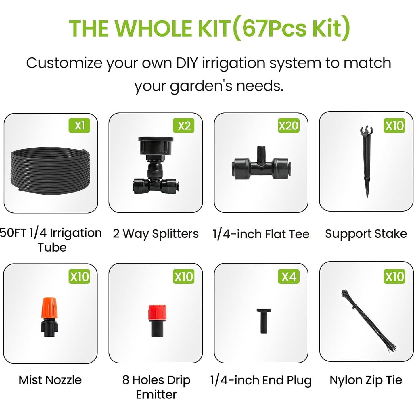 Sistema de Riego por Goteo MIXC 15.24 m con Conector Rápido