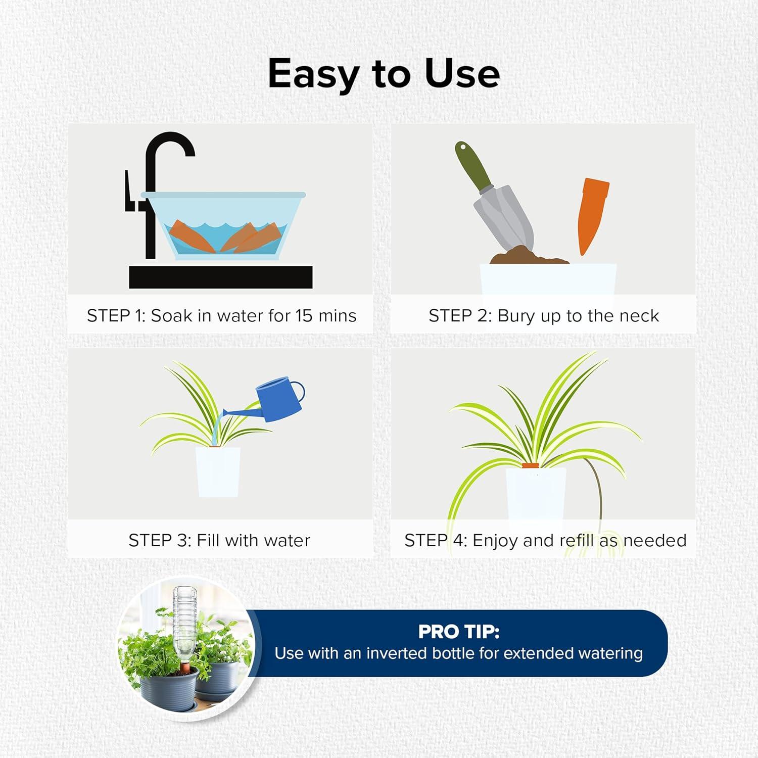 Picos de Riego Terracota The Olla - Juego de 4 para Macetas 10-15 cm