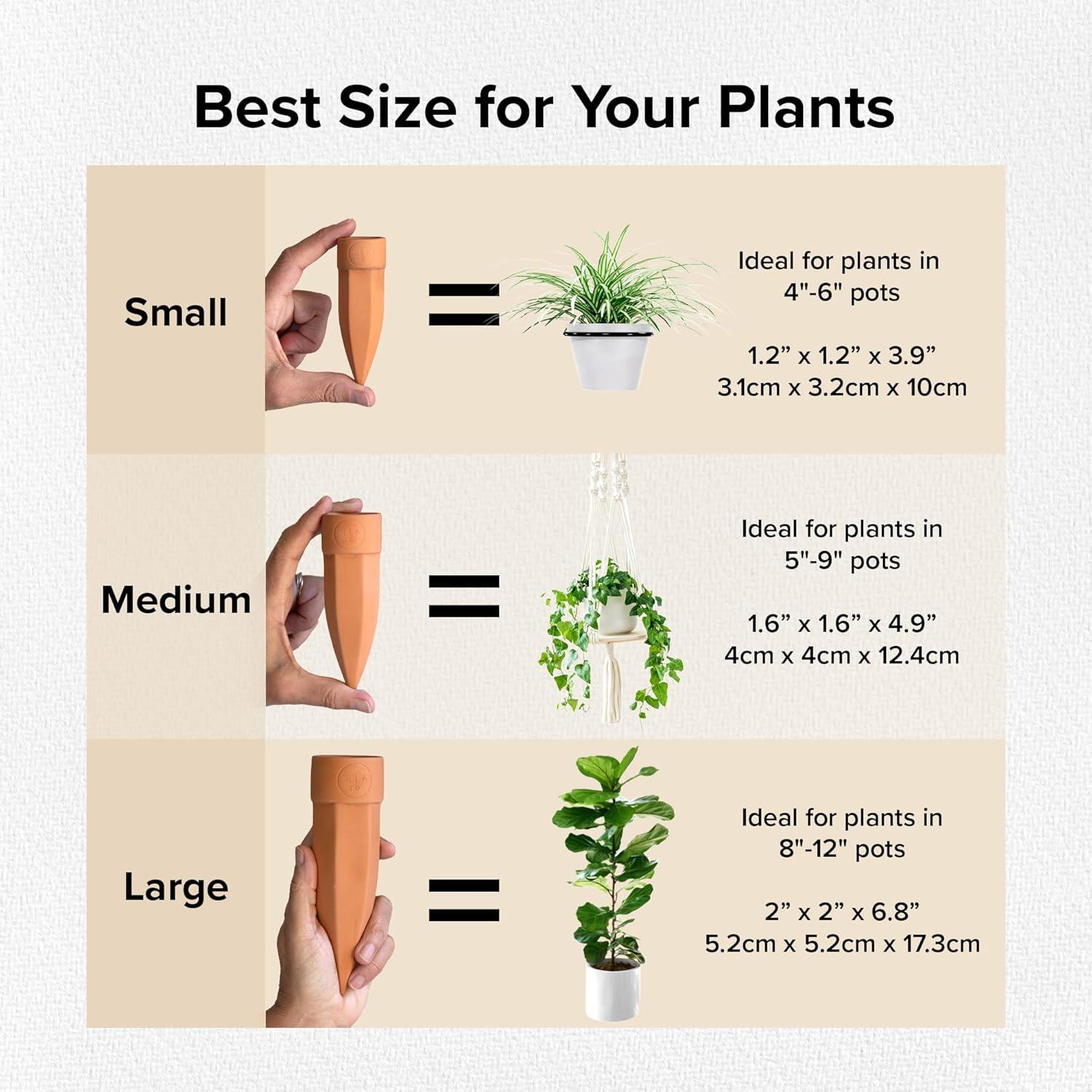 Picos de Riego Terracota The Olla - Juego de 4 para Macetas 10-15 cm