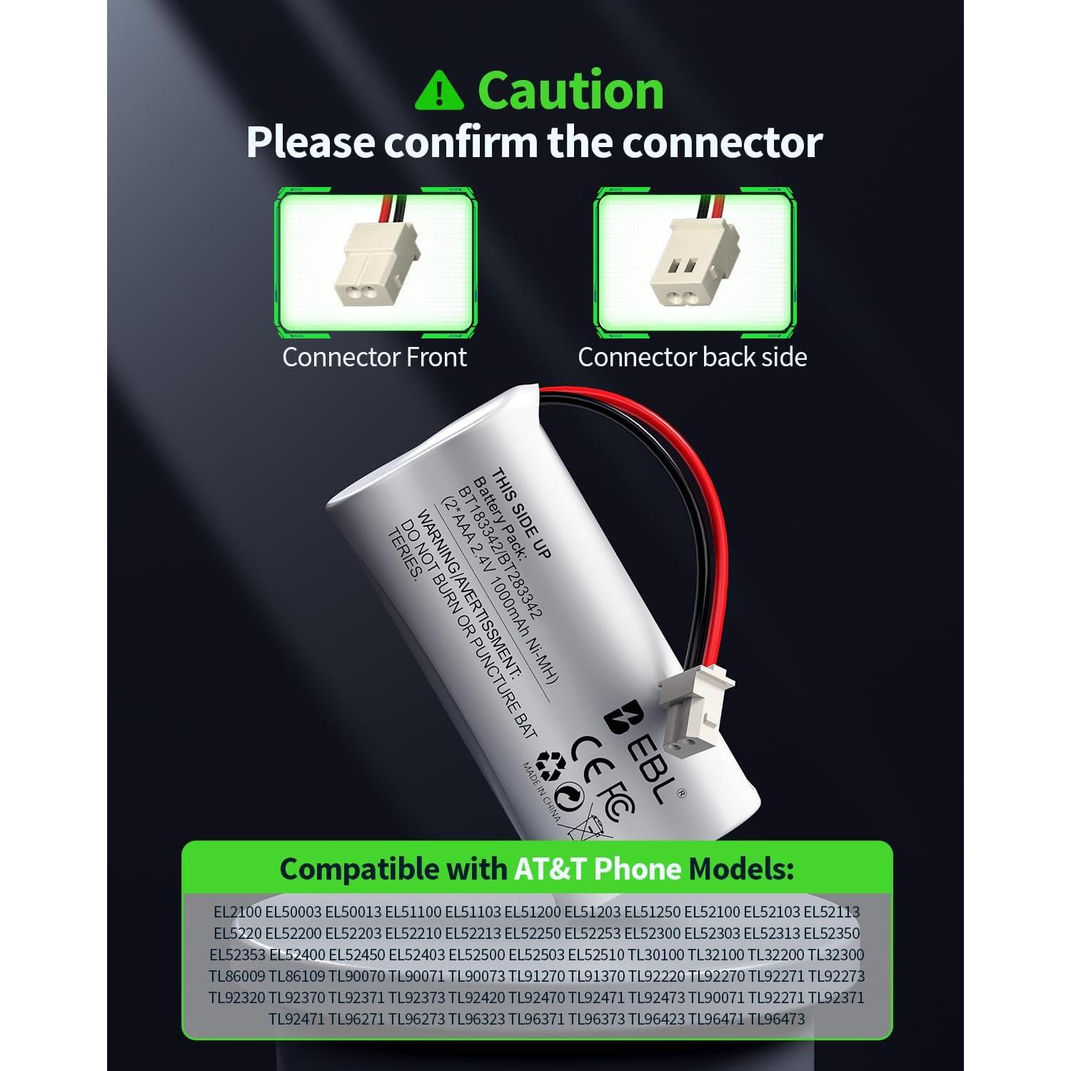 Batería Ni-MH EBL BT162342 2.4V 1000mAh Paquete de 4