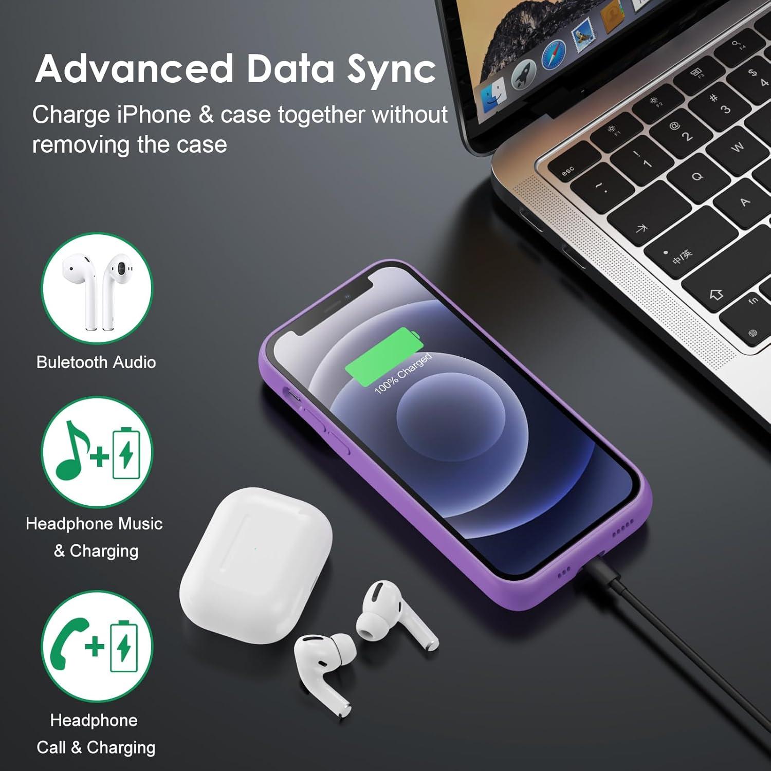 Funda de Batería Yacikos para iPhone 12/12Pro 10800mAh - Púrpura