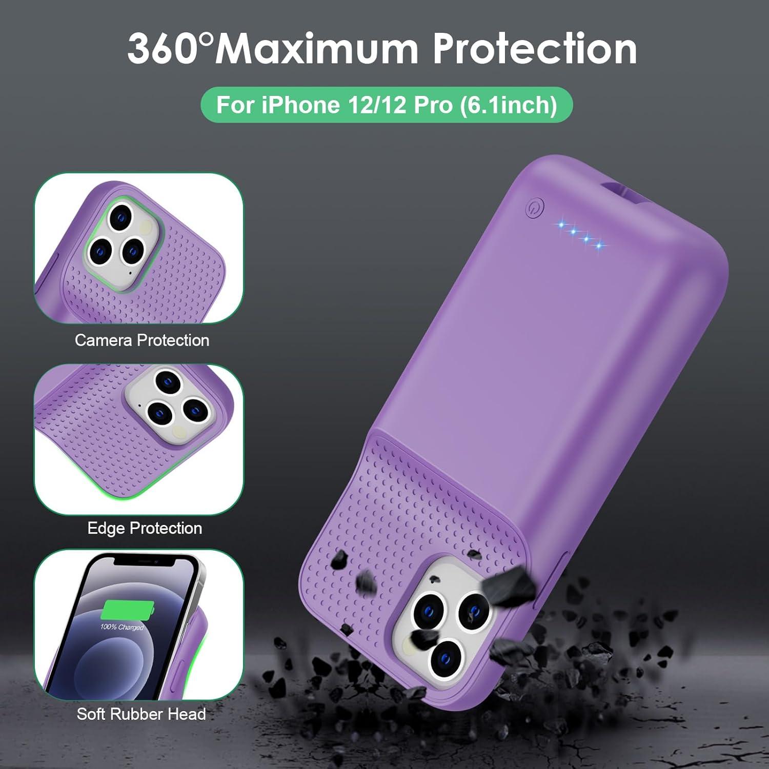 Funda de Batería Yacikos para iPhone 12/12Pro 10800mAh - Púrpura