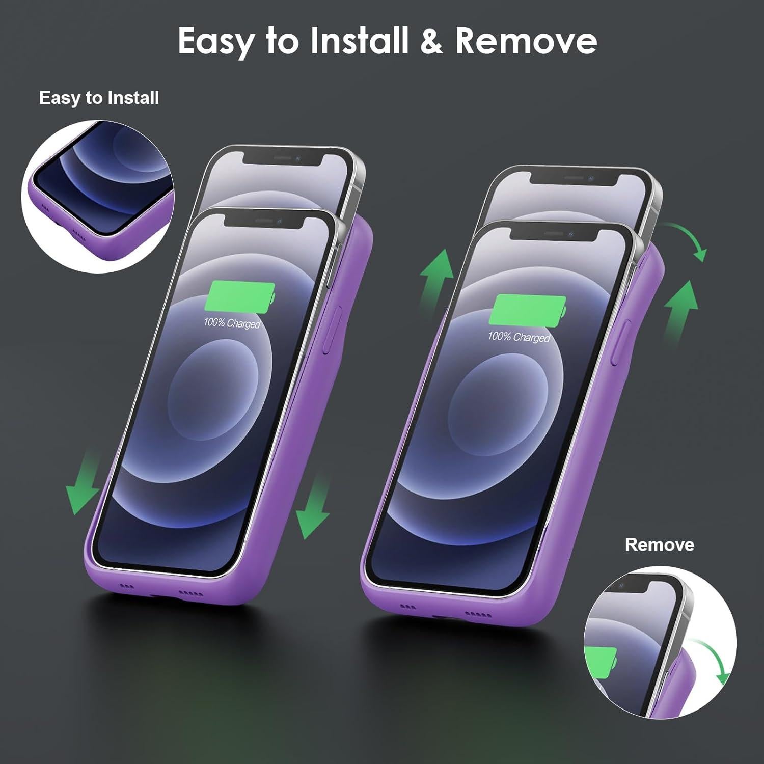 Funda de Batería Yacikos para iPhone 12/12Pro 10800mAh - Púrpura