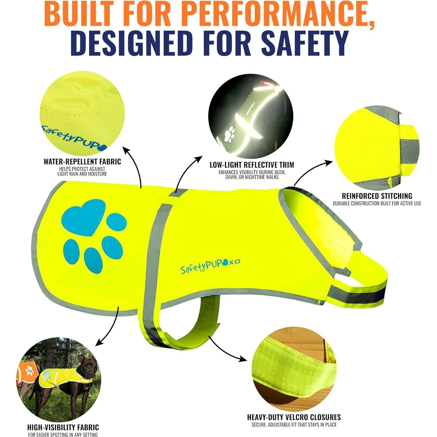 Chaleco Reflectante SafetyPUP XD Amarillo Neón X-Pequeño