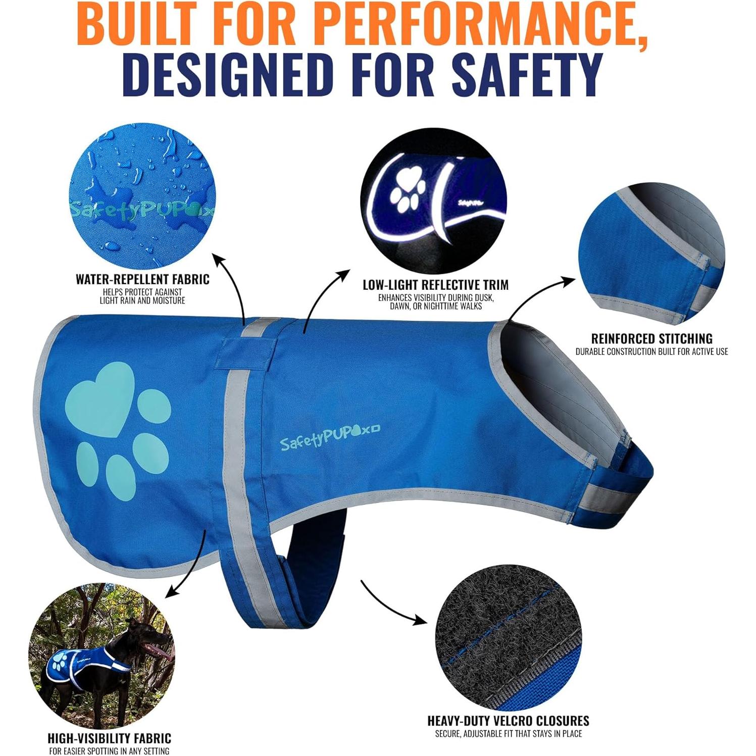 Chaleco Reflectante SafetyPUP XD Azul XL para Perros Grandes