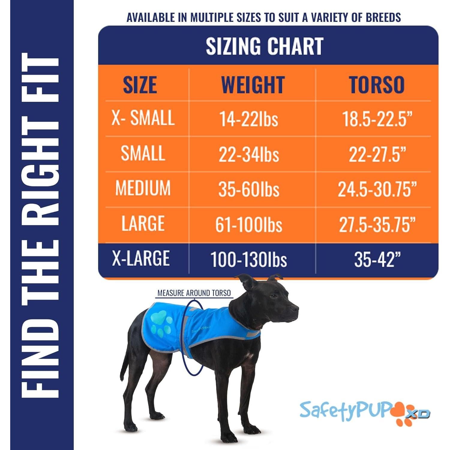 Chaleco Reflectante SafetyPUP XD Azul XL para Perros Grandes