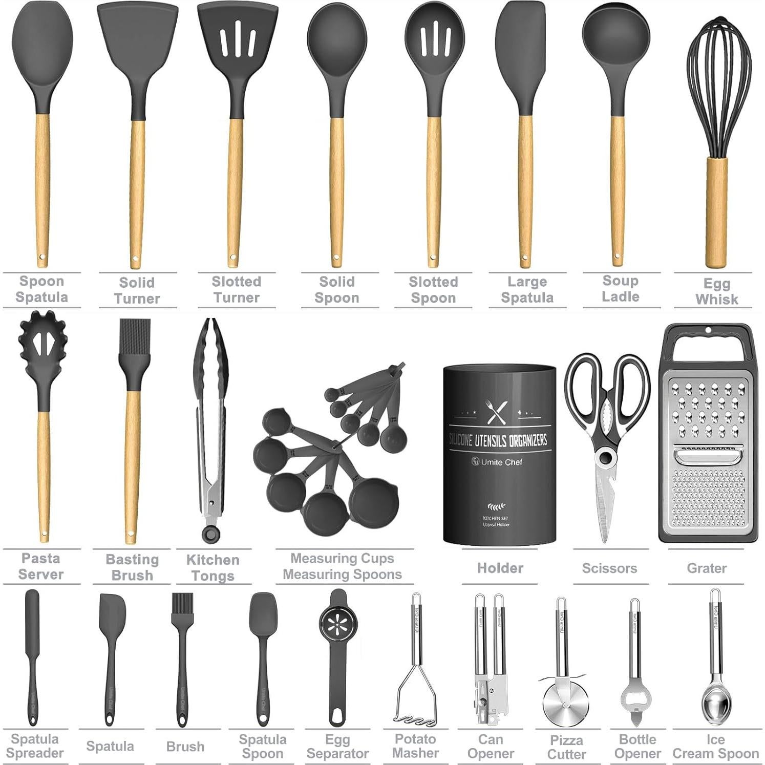 Juego de Utensilios de Cocina Umite Chef 34PCS Silicona