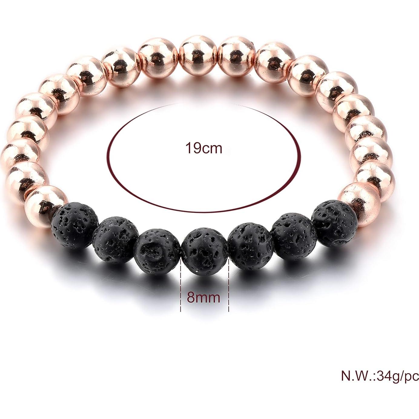 Pulsera Volcánica MYSTIQS Oro Rosa y Lava Unisex 18.7-25.4 cm