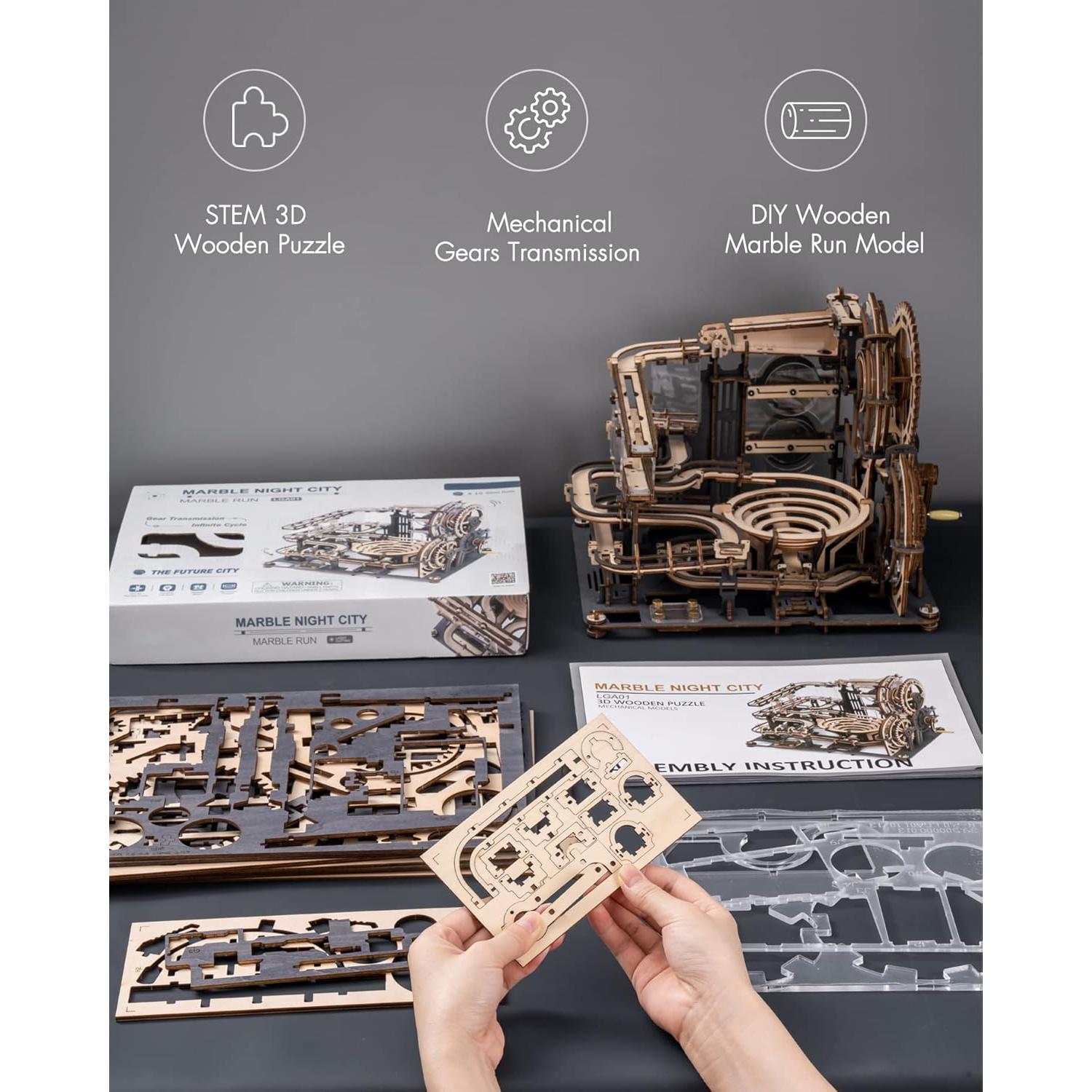 Rompecabezas 3D RoWood LGA01 Ciudad Nocturna de Madera