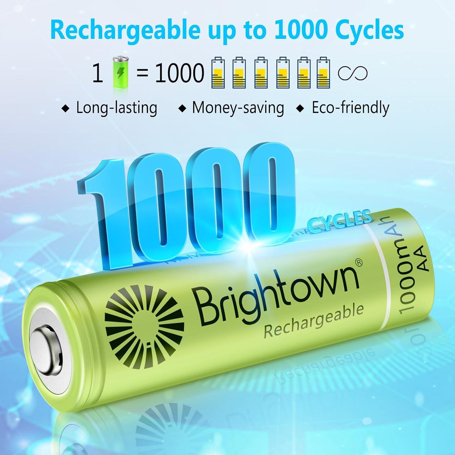 Baterías Recargables AA Brightown 1000mAh - Paquete de 12