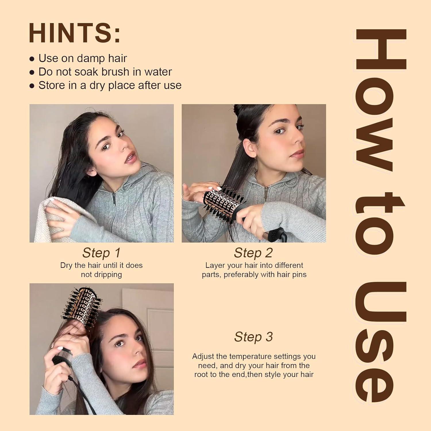 Secador de cabello Olaermoso con cepillo ovalado 2.54 cm