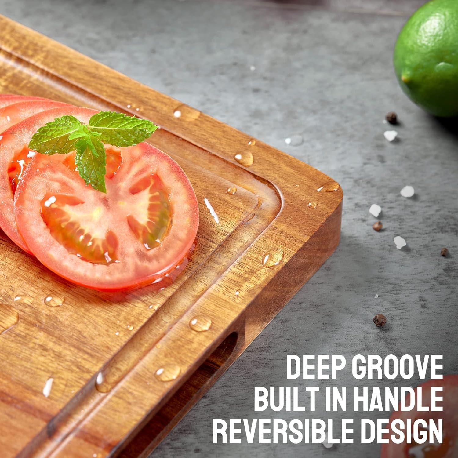 Tabla de Cortar de Madera de Acacia OAKSWARE 42x33 cm Reversible