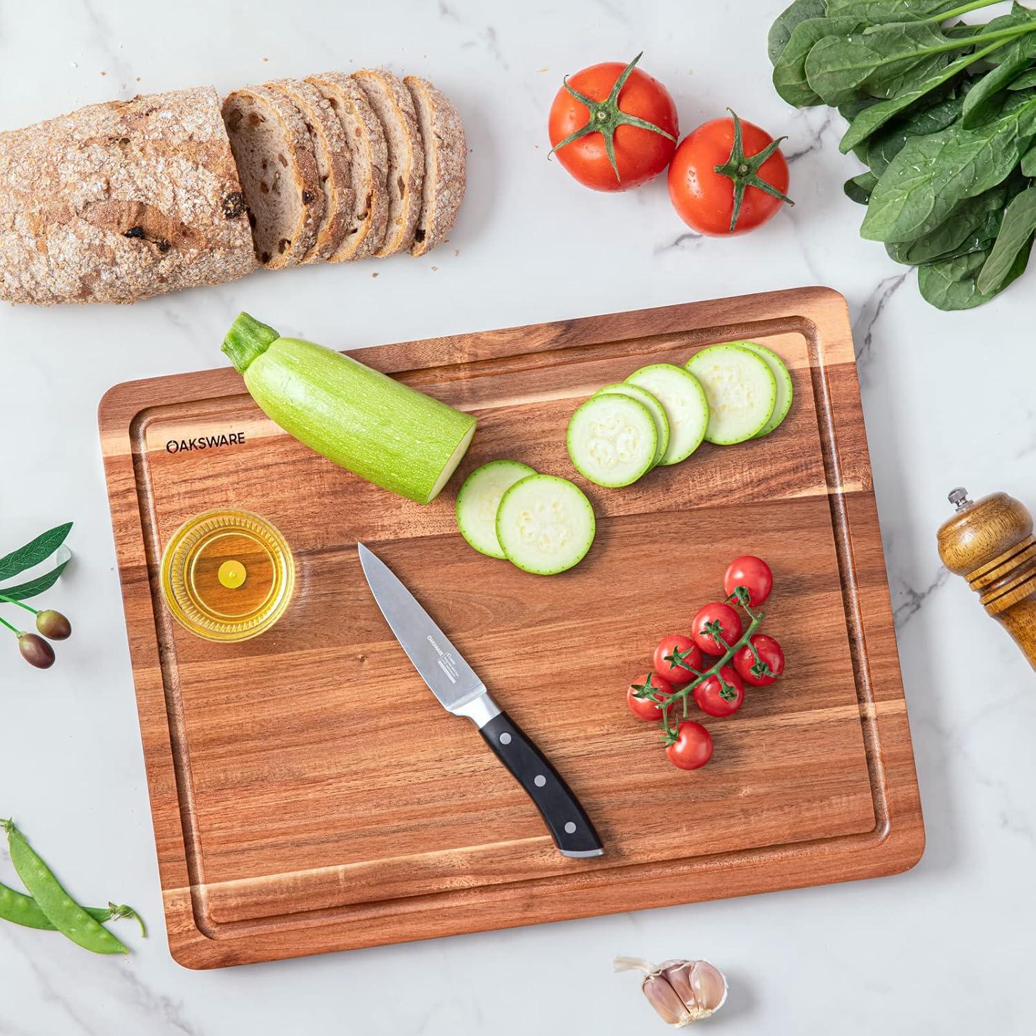 Tabla de Cortar de Madera de Acacia OAKSWARE 42x33 cm Reversible