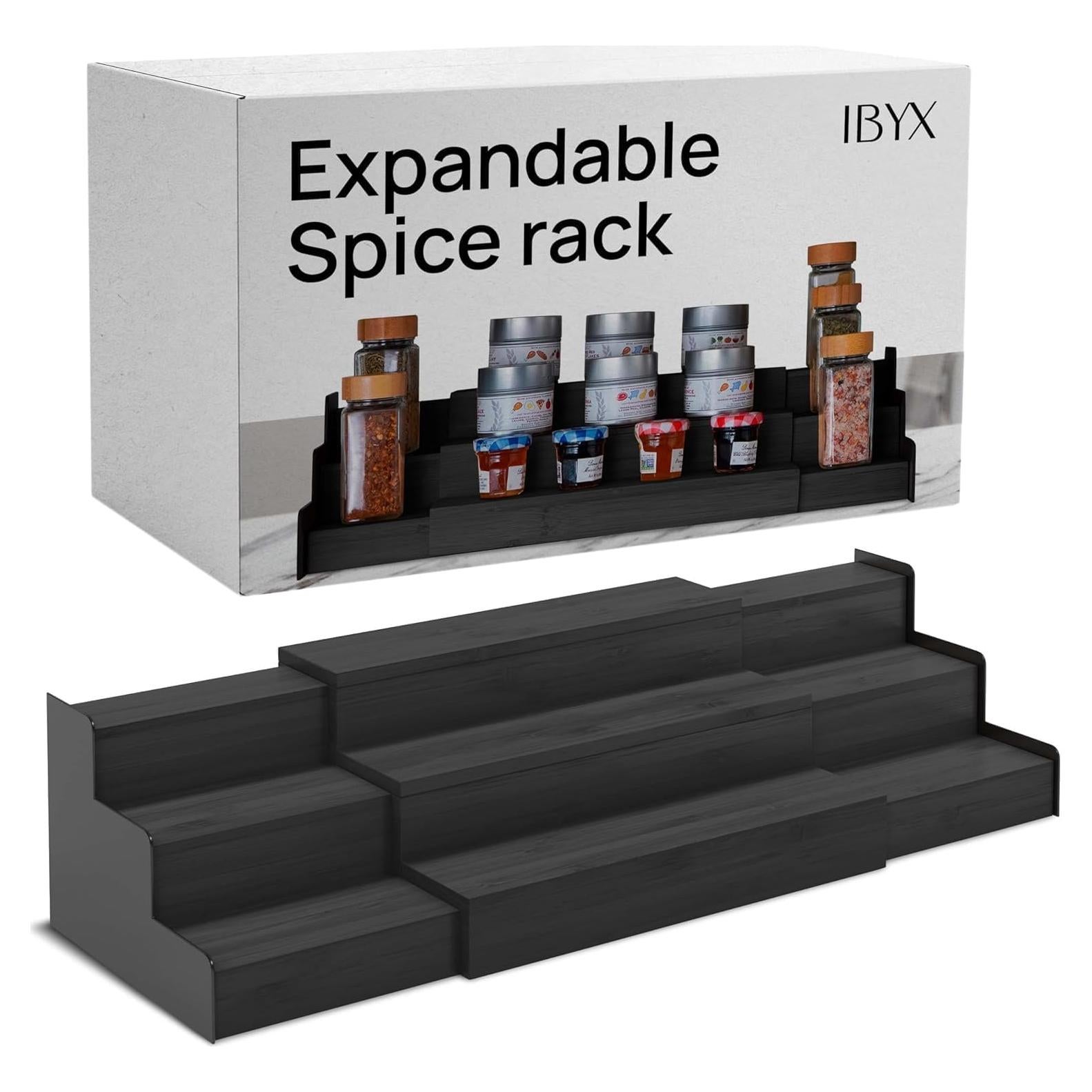 Organizador de Especias Ibyx de 3 Niveles Expandible - Bambú Negro