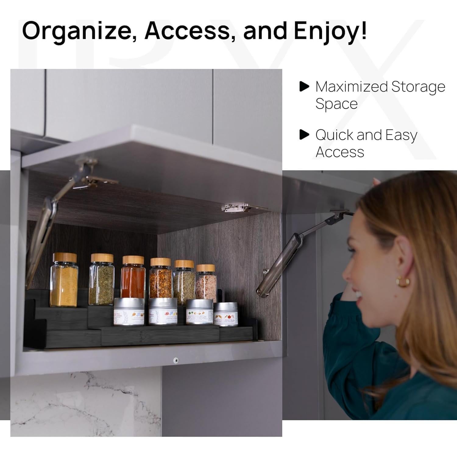 Organizador de Especias Ibyx de 3 Niveles Expandible - Bambú Negro