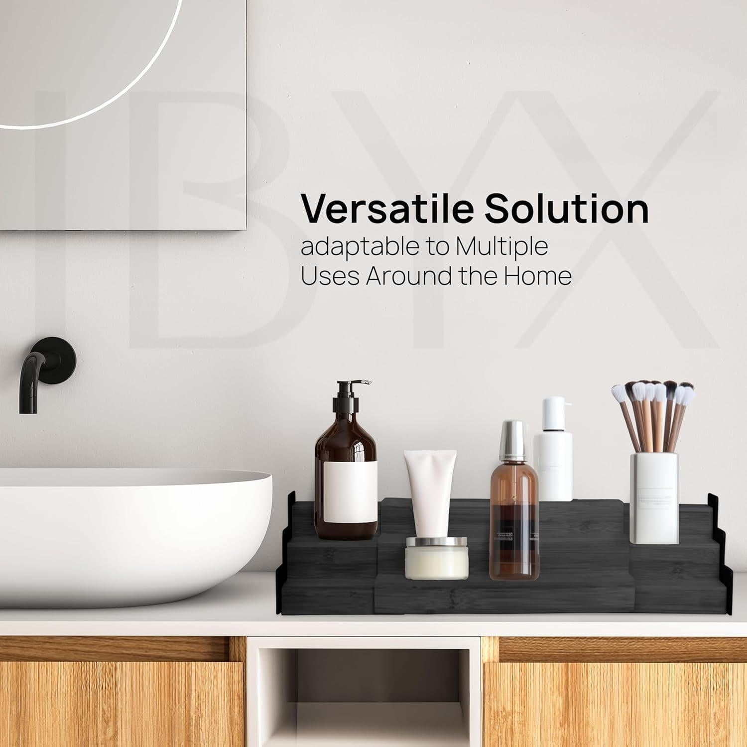 Organizador de Especias Ibyx de 3 Niveles Expandible - Bambú Negro