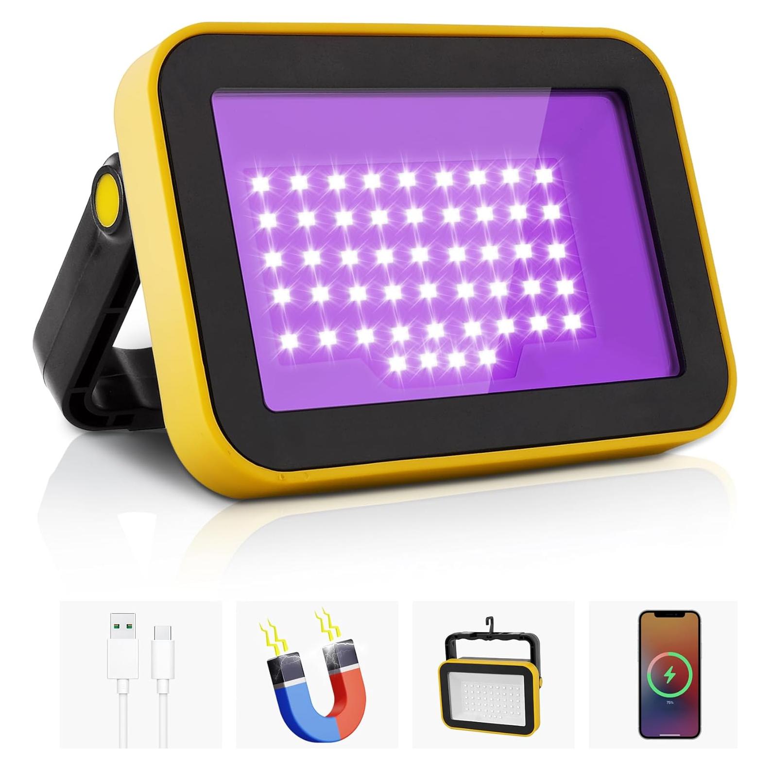 Luz Negra LED Portátil Recargable CREPOW 400nm 5000mAh