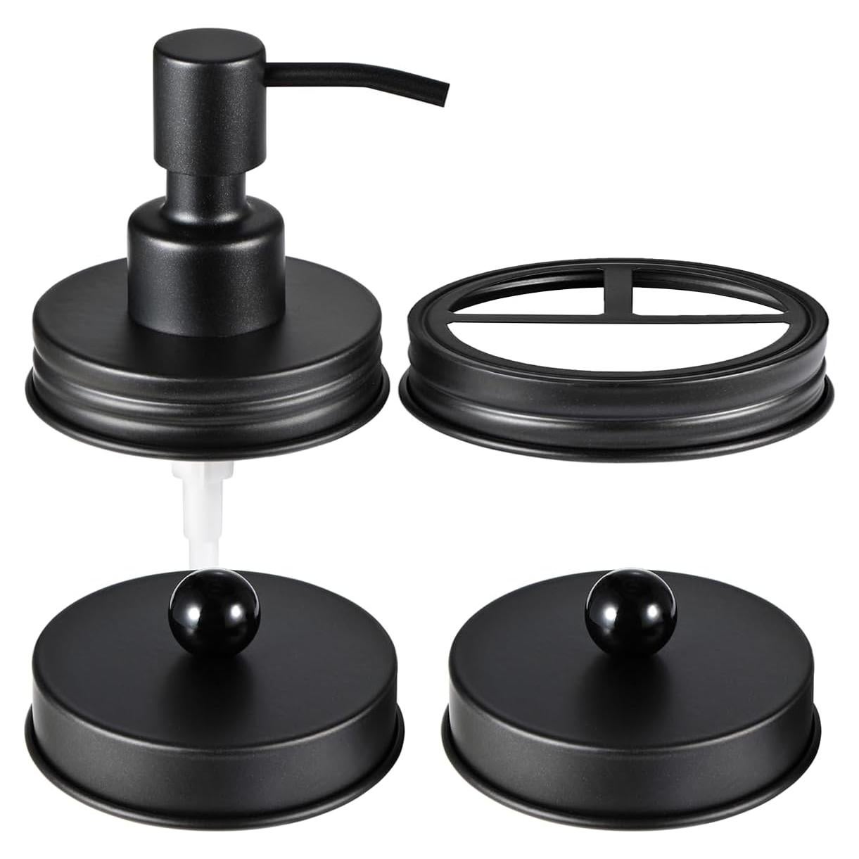 Juego de 4 tapas para frascos Mason - Acero inoxidable negro