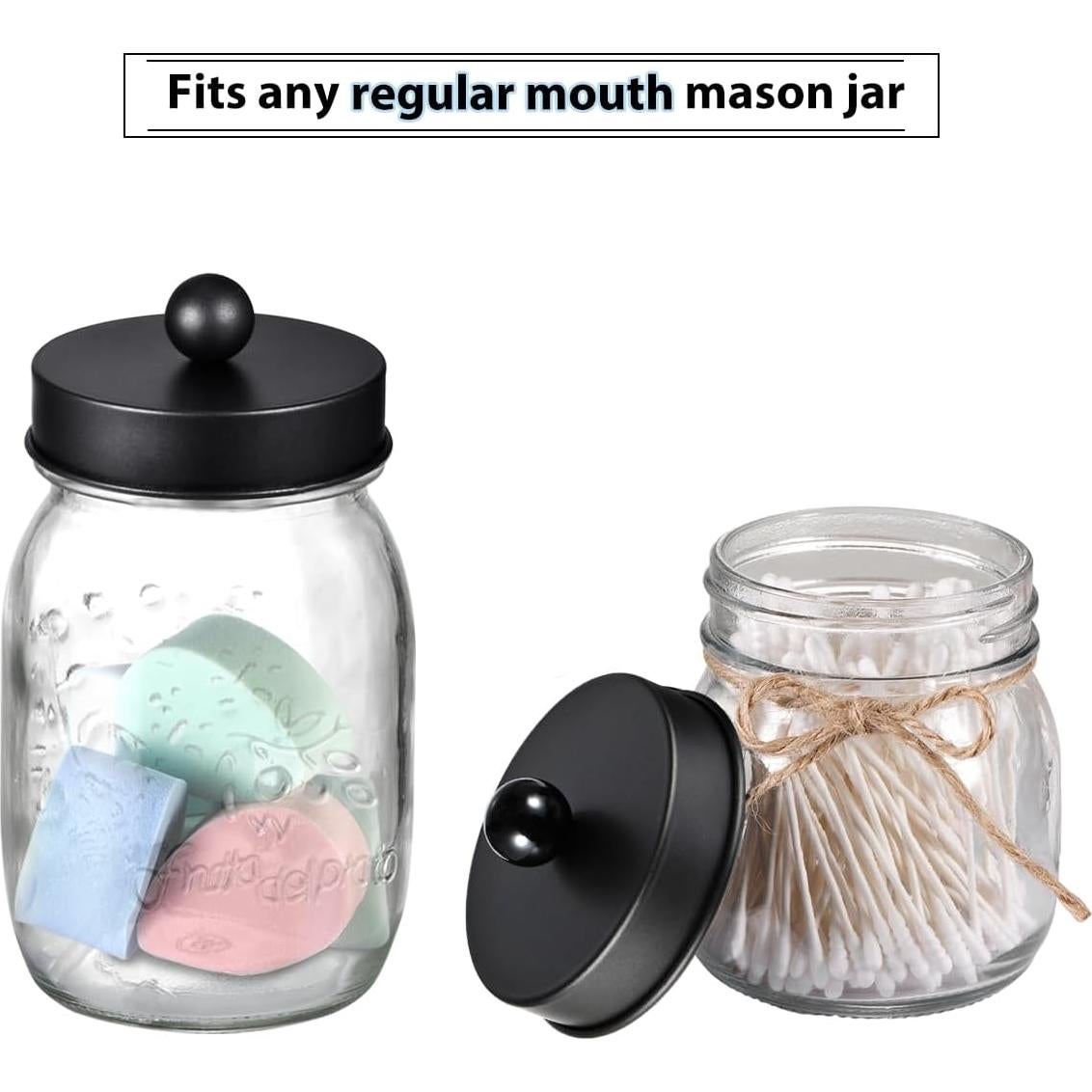 Juego de 4 tapas para frascos Mason - Acero inoxidable negro