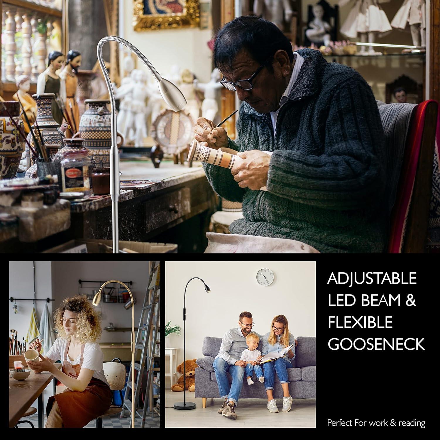 Lámpara de Pie LED O'Bright Ray Ajustable 132cm Latón Antiguo