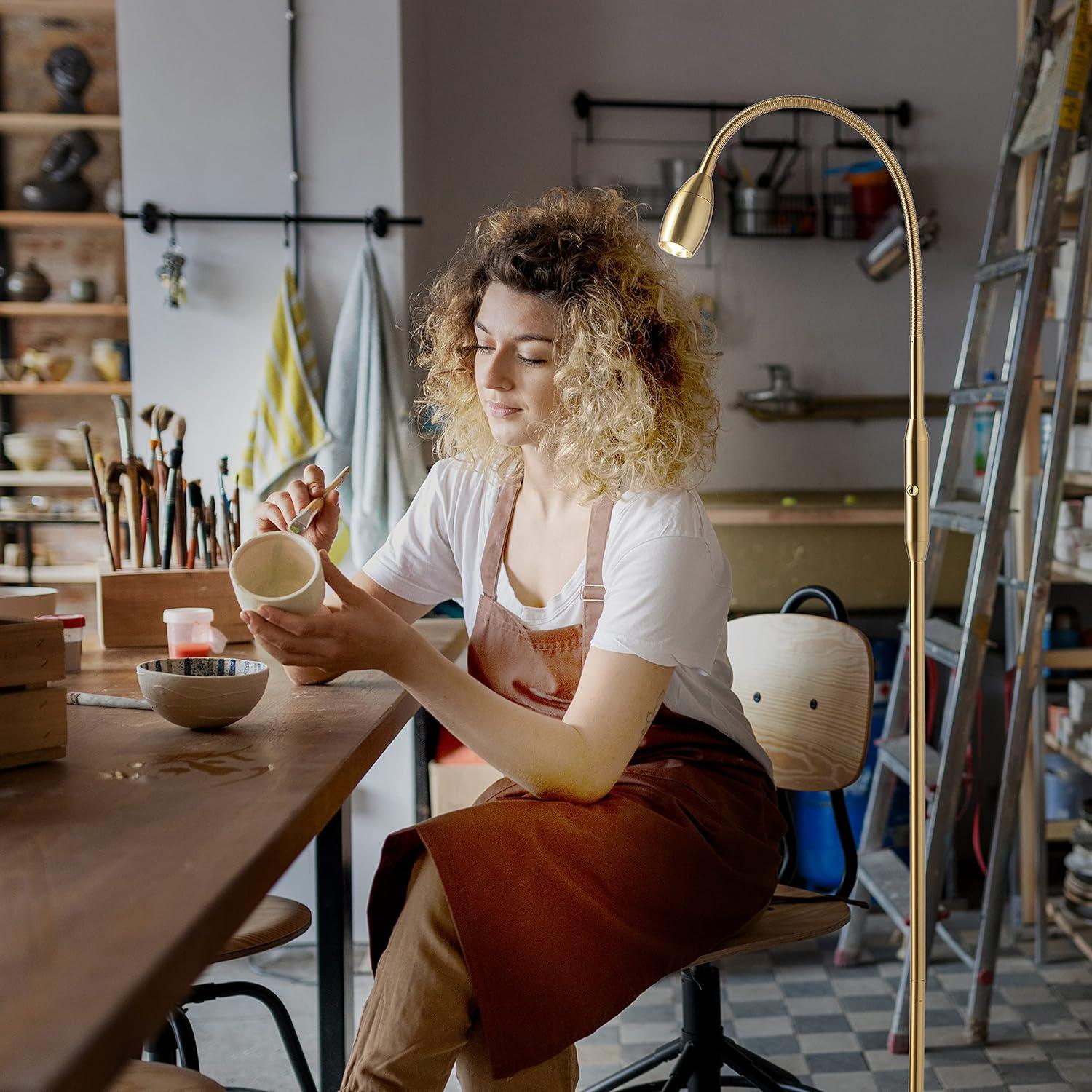 Lámpara de Pie LED O'Bright Ray Ajustable 132cm Latón Antiguo