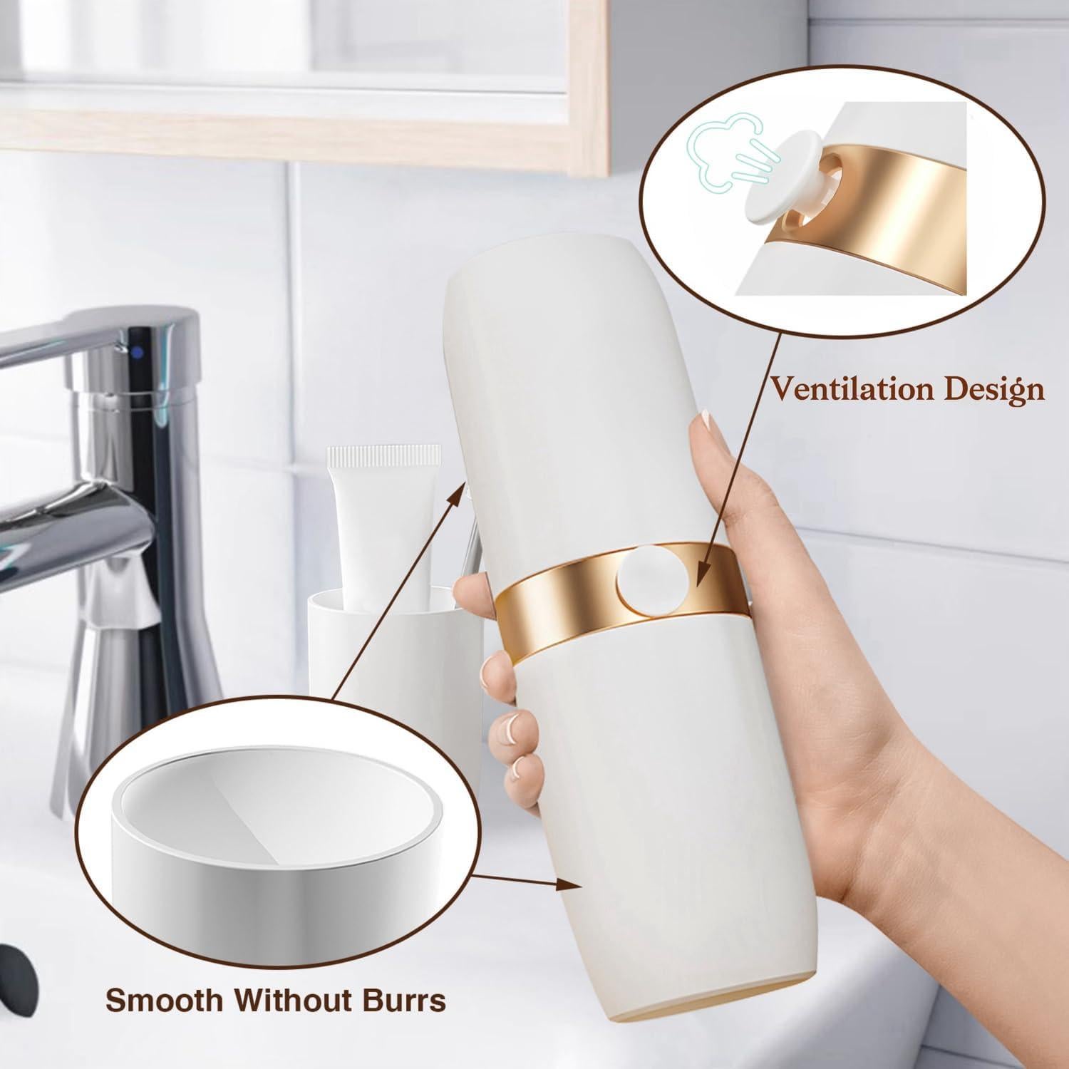 Contenedor de Cepillo de Dientes de Viaje QWDVKZQ Hebilla Dorada