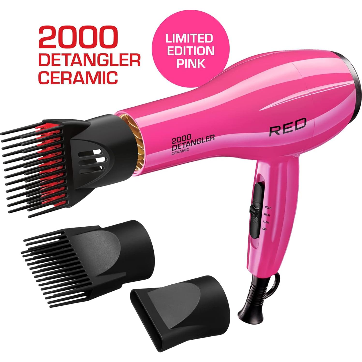 Secador de Pelo Cerámico RED by KISS 2000 Rosa, 3 Temperaturas